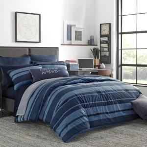imageNautica  TwinTwin XL Comforter Set Reversible Cotton Bedding with Matching Sham Medium Weight for Year Round Use Dorm Essentials OekoTex Certified Longpoint BlueKing