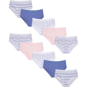 imageNautica Girls Underwear Briefs  10 Pack Comfort Stretch MidWaist Breathable Cotton Underwear Panties for Girls Sizes412StripePinkStonewashWhite Print Logo