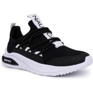 imageNautica Kids Athletic SlipOn Sneakers  Comfortable Bungee Running Shoes for Boys and Girls  Stylish and Supportive Footwear for Active Kids Big KidLittle KidToddlerBlack White