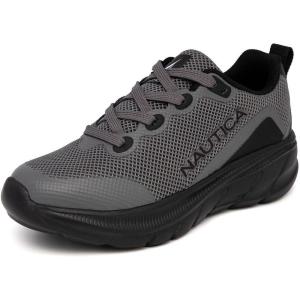 imageNautica Kids LaceUp Sneakers  Comfortable Running Shoes for Boys and Girls  Little KidBig KidGrey Blackmariln
