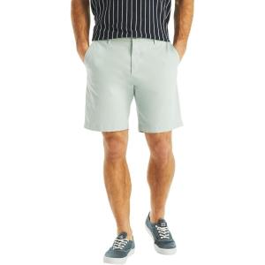 imageNautica Mens Classic Fit Flat Front Stretch Solid Chino 85quot Deck ShortsBay Blue