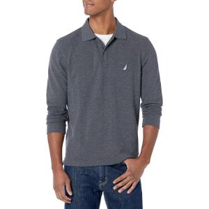 imageNautica Mens Classic Fit LongSleeve Deck PoloCharcoal Heather