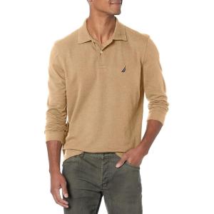 imageNautica Mens Classic Fit LongSleeve Deck PoloCoastal Camel Heather