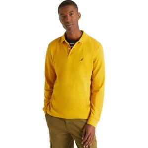 imageNautica Mens Classic Fit LongSleeve Deck PoloTawny Olive