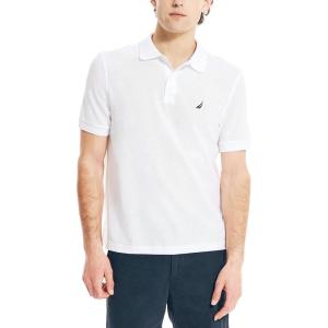 imageNautica Mens Classic Short Sleeve Solid Performance Deck Polo ShirtBright White