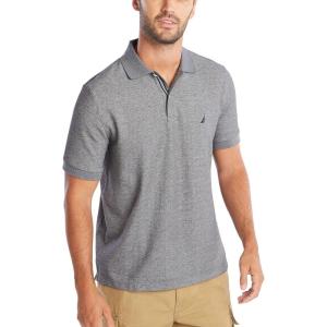 imageNautica Mens Classic Short Sleeve Solid Performance Deck Polo ShirtCharcoal Heather