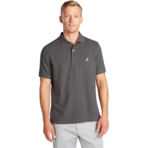 imageNautica Mens Classic Short Sleeve Solid Performance Deck Polo ShirtCharcoal Heather Basic Polo