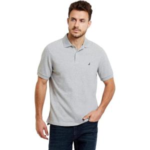 imageNautica Mens Classic Short Sleeve Solid Performance Deck Polo ShirtGrey Basic Polo