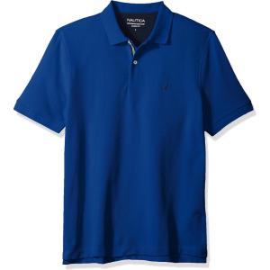 imageNautica Mens Classic Short Sleeve Solid Performance Deck Polo ShirtMonaco Blue