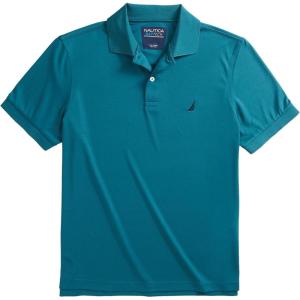 imageNautica Mens Classic Short Sleeve Solid Performance Deck Polo ShirtNavtech Performance Deep Atlantic
