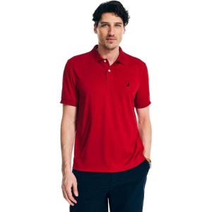 imageNautica Mens Classic Short Sleeve Solid Performance Deck Polo ShirtNavtech Performance Red