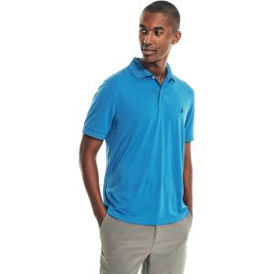 imageNautica Mens Classic Short Sleeve Solid Performance Deck Polo ShirtNavtech Performance Spinner Blue