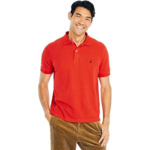 imageNautica Mens Classic Short Sleeve Solid Performance Deck Polo ShirtSunrise Red