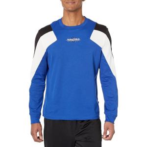 imageNautica Mens Competition Sustainably Crafted LongSleeve TShirtBright Cobalt