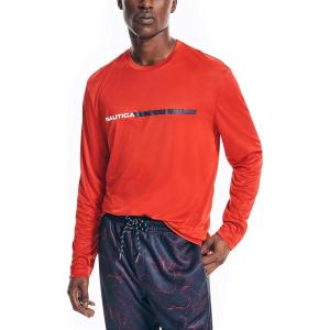 imageNautica Mens Competition Sustainably Crafted LongSleeve TShirtBright Red