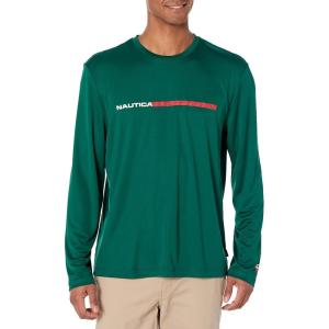imageNautica Mens Competition Sustainably Crafted LongSleeve TShirtTidal Green