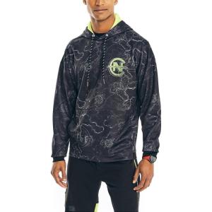 imageNautica Mens Competition Sustainably Crafted Printed HoodieTrue Black