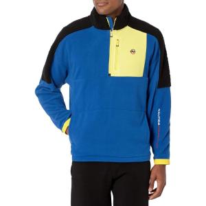 imageNautica Mens Competition Sustainably Crafted QuarterZip MixedMedia PulloverBright Cobalt