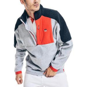 imageNautica Mens Competition Sustainably Crafted QuarterZip MixedMedia PulloverGrey Heather