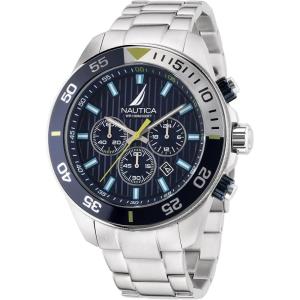 imageNautica Mens NAPNOS304 One Recycled 85 Stainless Steel Bracelet ampamp Blue Silicone Strap Watch