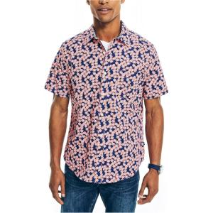 imageNautica Mens Printed Poplin ShortSleeve ShirtDreamy CoralsDreamy Coral