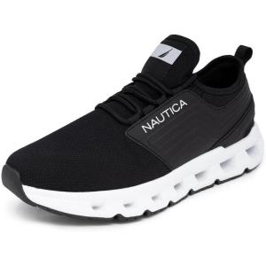imageNautica Mens Running Sneakers Sport Fashion LaceUp Athletic Soft Shoes for Gym Tennis Men  Cushioned Breathable Lightweight ampamp ComfortableBlack Cerce