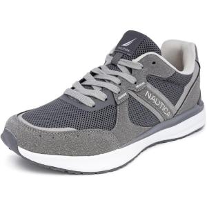 imageNautica Mens Running Sneakers Sport Fashion LaceUp Athletic Soft Shoes for Gym Tennis Men  Cushioned Breathable Lightweight ampamp ComfortableCharcoal Grey