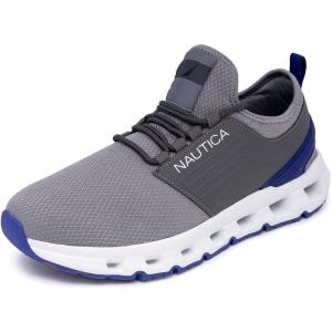 imageNautica Mens Running Sneakers Sport Fashion LaceUp Athletic Soft Shoes for Gym Tennis Men  Cushioned Breathable Lightweight ampamp ComfortableGrey Mix Blue Cerce