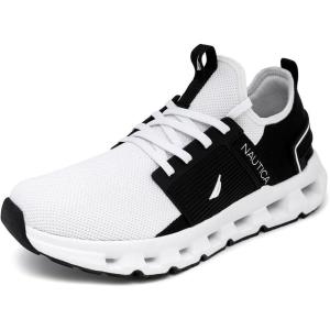 imageNautica Mens Running Sneakers Sport Fashion LaceUp Athletic Soft Shoes for Gym Tennis Men  Cushioned Breathable Lightweight ampamp ComfortableWhite Black Cailen