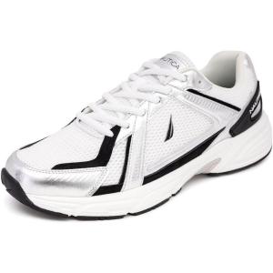 imageNautica Mens Running Sneakers Sport Fashion LaceUp Athletic Soft Shoes for Gym Tennis Men  Cushioned Breathable Lightweight ampamp ComfortableWhite Metallic