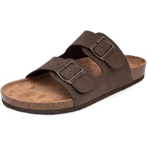 imageNautica Mens Sandals  Casual Slides with 2 Adjustable Buckle Straps and Cork Footbed for Ultimate Comfort and Style RegularWide Width Big SizeEspresso