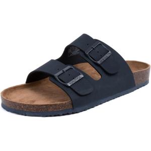 imageNautica Mens Sandals  Casual Slides with 2 Adjustable Buckle Straps and Cork Footbed for Ultimate Comfort and Style RegularWide Width Big SizeNavy Monotriun
