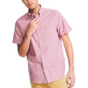 imageNautica Mens ShortSleeve Oxford ShirtBiking Red