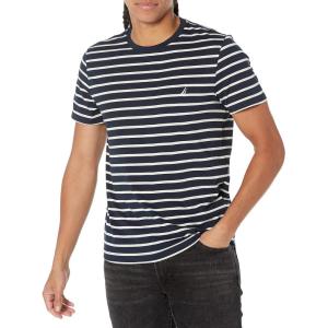 imageNautica Mens Striped Crewneck TShirtNavy Stripes
