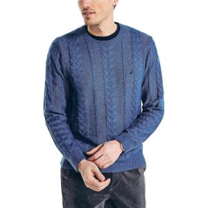 imageNautica Mens Sustainably Crafted CableKnit Crewneck SweaterUnion Blue