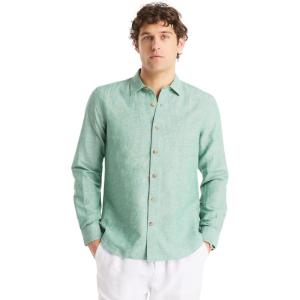 imageNautica Mens Sustainably Crafted Classic Fit Linen ShirtDeck Frosty Spruce
