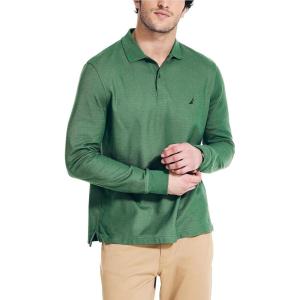 imageNautica Mens Sustainably Crafted Classic Fit LongSleeve Deck PoloCoastal Pine