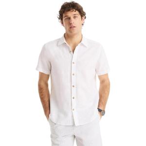 imageNautica Mens Sustainably Crafted Linen ShortSleeve ShirtPure White