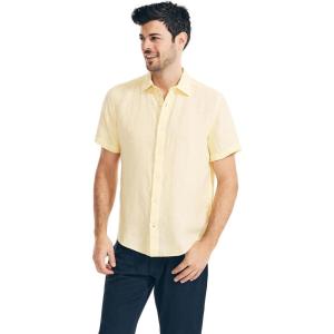 imageNautica Mens Sustainably Crafted Linen ShortSleeve ShirtSun Shine