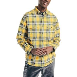 imageNautica Mens Sustainably Crafted Plaid Flannel ShirtLightening Gold