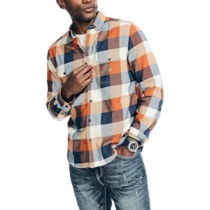 imageNautica Mens Sustainably Crafted Plaid Flannel ShirtNautica Tan