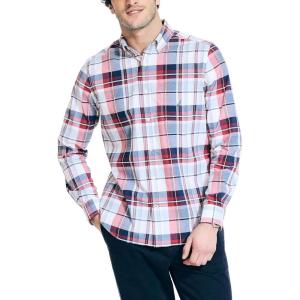 imageNautica Mens Sustainably Crafted Plaid ShirtBright White