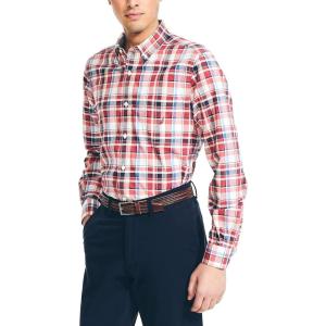 imageNautica Mens Sustainably Crafted Plaid ShirtGarnet