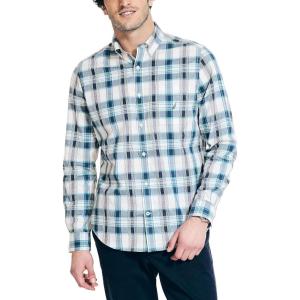 imageNautica Mens Sustainably Crafted Plaid ShirtSail White