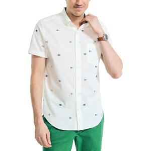 imageNautica Mens Sustainably Crafted Printed ShortSleeve ShirtSail White