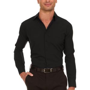 imageNautica Regular Fit Long Sleeve Button Down Dress Shirts for Men  Wrinkle Free Long Sleeve Shirt Mens Formal 4Way StretchBlack
