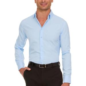 imageNautica Regular Fit Long Sleeve Button Down Dress Shirts for Men  Wrinkle Free Long Sleeve Shirt Mens Formal 4Way StretchBlue