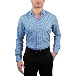 imageNautica Regular Fit Long Sleeve Button Down Dress Shirts for Men  Wrinkle Free Long Sleeve Shirt Mens Formal 4Way StretchClassic Blue Plaid