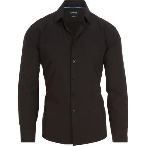 imageNautica Slim Fit Mens Dress Shirts Long Sleeve Performance Polyester Fabric Wrinkle Free 4Way StretchBlack Solid