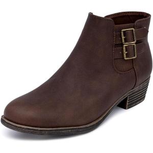 imageNautica Womens Ankle Boot with Side Zipper  Stylish Dress Boot for Women  Featuring a Low Heel Chic Design and Versatile Sizing  The Perfect Ankle Bootie for Dressy and Casual Occasions  AlaraDark Brownbuckle